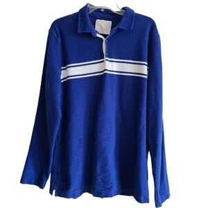 BANANA‎ REPUBLIC Heritage Collection Long Sleeve Rugby Shirt Blue White XL TALL